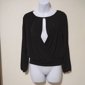 Express Peek-a-boo Blouse with Slit Sleeves